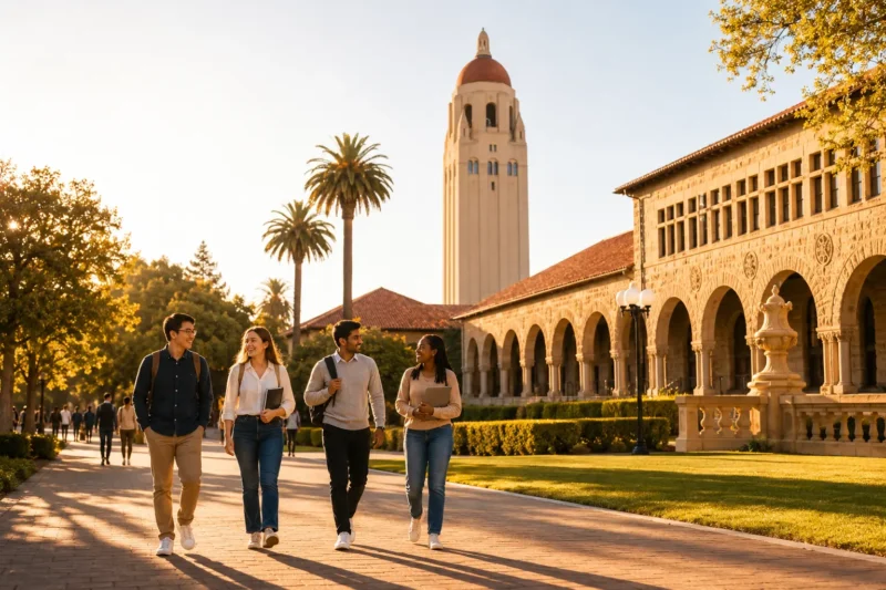 Graduate student at an archway representing the Knight-Hennessy Scholars 2027 fully funded fellowship at Stanford University